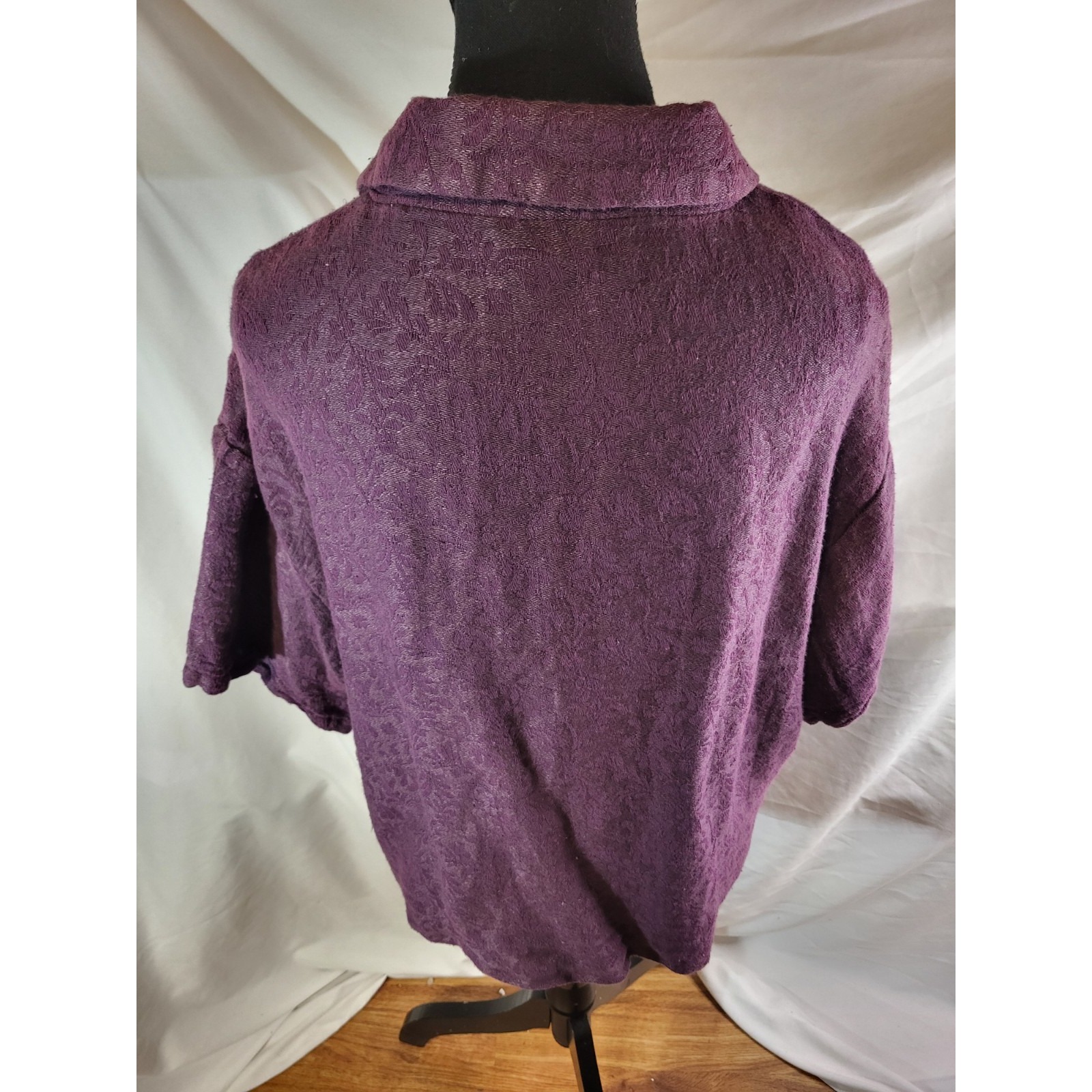 Nwt Julia B Purple Linen Blend Lagenlook S/S Button Up Size Large — image 6 of 8